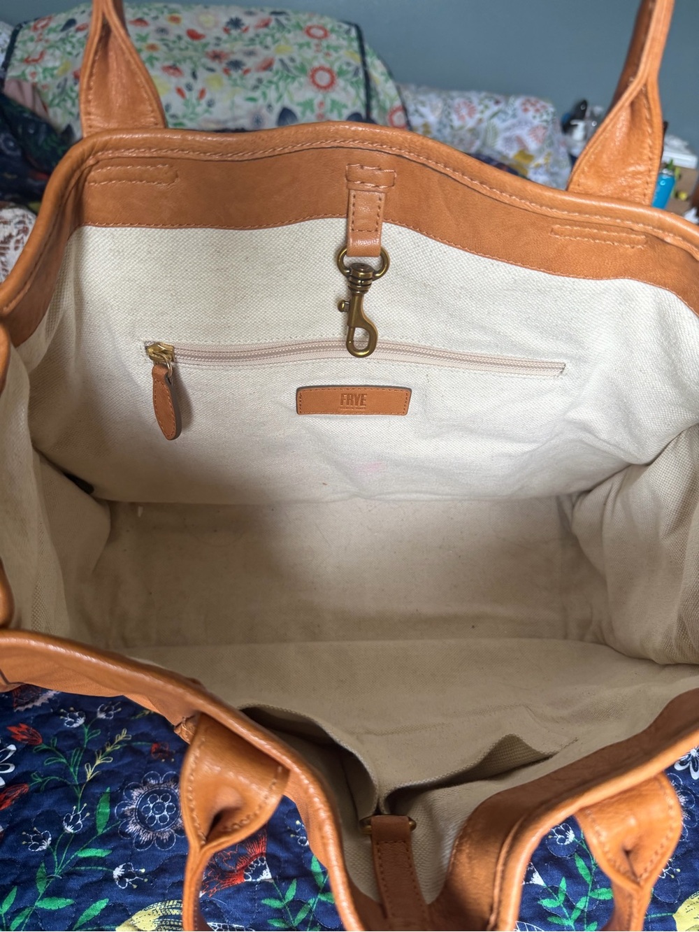 Frye Tan Leather Madison Tote with Double Handles - Picture 7 of 8